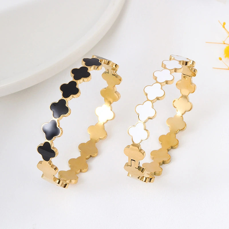 Bratara Lucky Clover - Negru - RAFINI