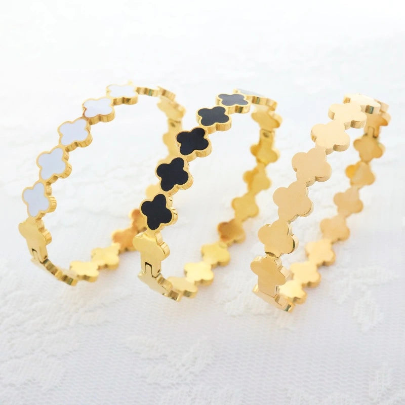 Bratara Lucky Clover - Negru - RAFINI