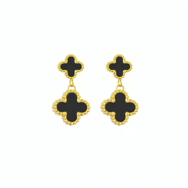 Cercei Double Clover - Negru