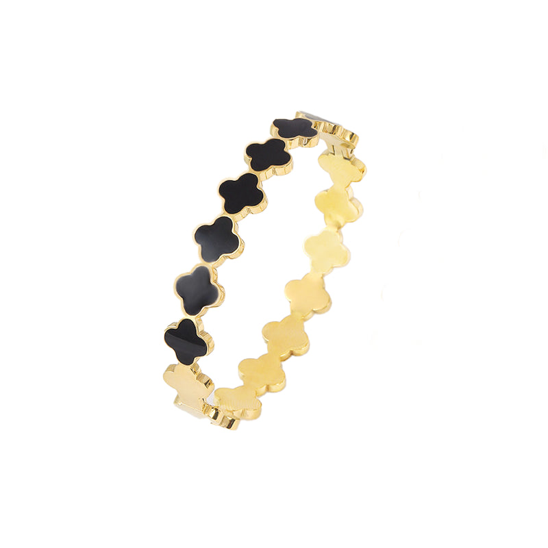 Bratara Lucky Clover - Negru - RAFINI