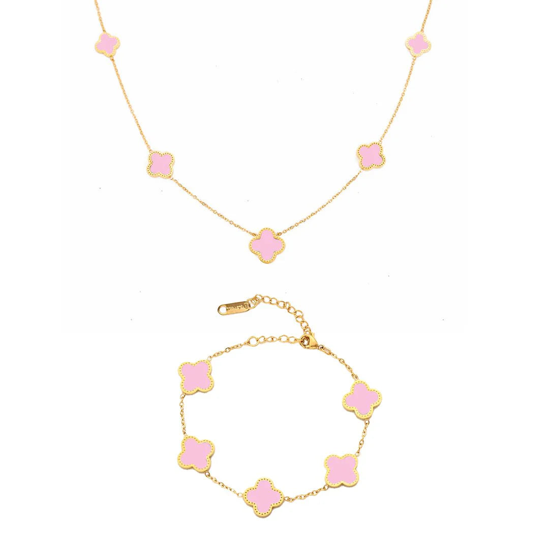 Set Bratara + Colier Auriu Flower - RAFINI