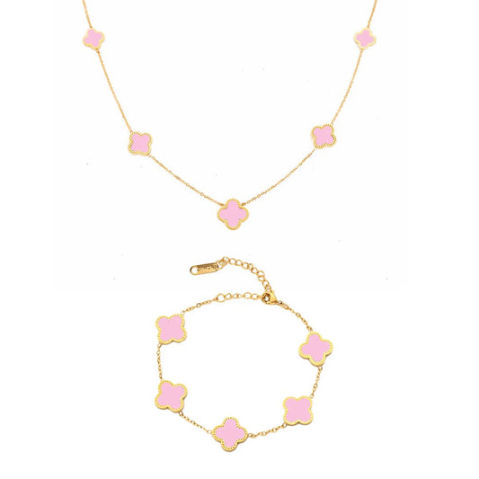 Set Bratara + Colier Auriu Flower - RAFINI