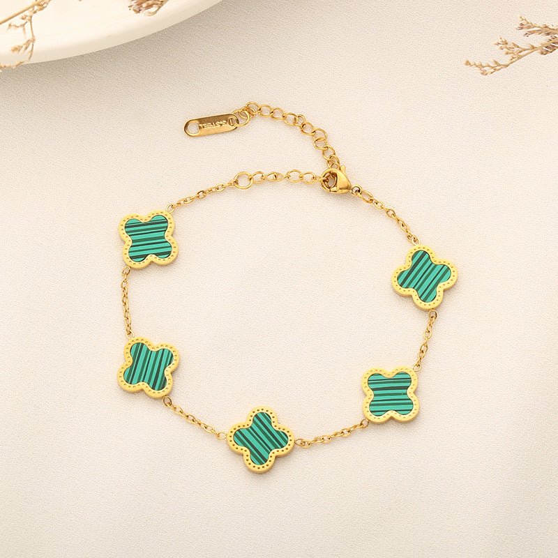 Set Bratara + Colier Auriu Flower - RAFINI